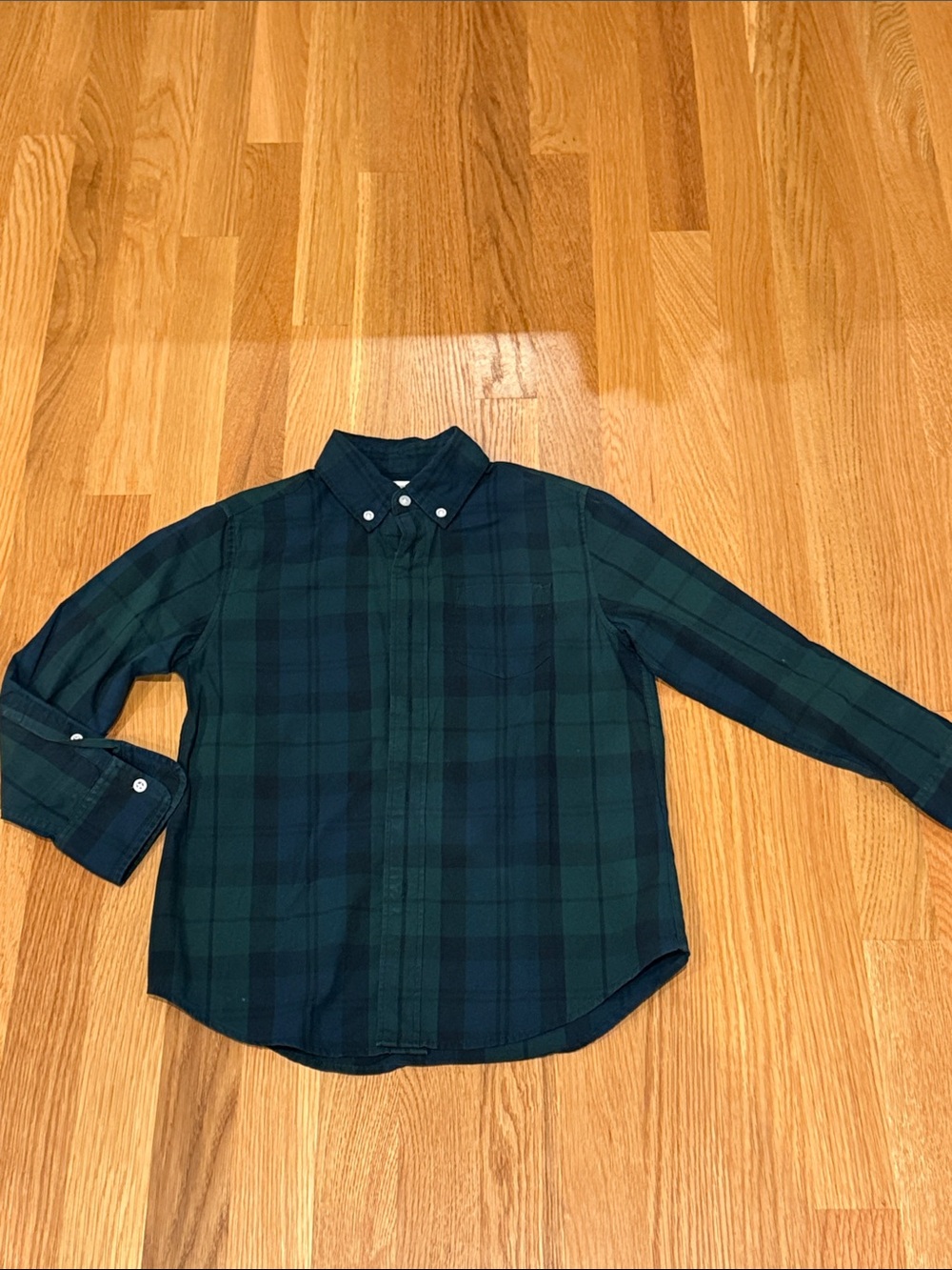 Crewcuts Green & Navy Plaid Button-Down Shirt boys size 6/7